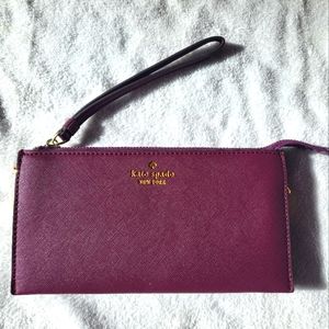 ❤️ Kate Spade Burgundy Wallet Crossbody Double Leather